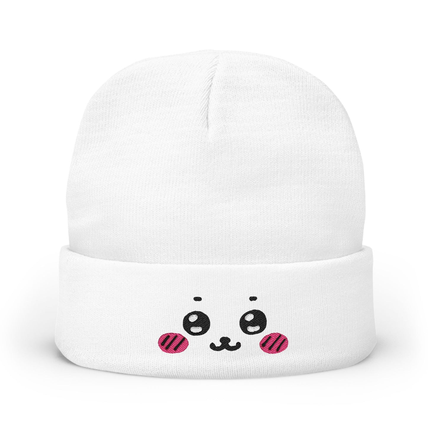 Cute Embroidered Knit Beanie with Happy Face Design, Winter Accessory, Gift for Kids, Fun Fashion, Cosplay Hat, Warm Headwear