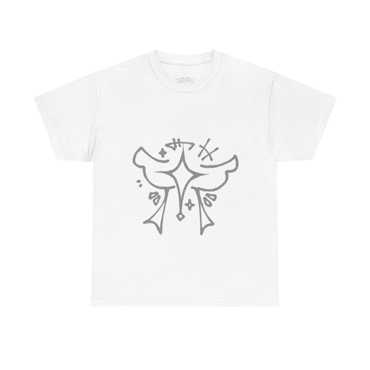 Minimalist Couple Design Unisex Heavy Cotton Tee - Perfect for Lovebirds and Casual Wear